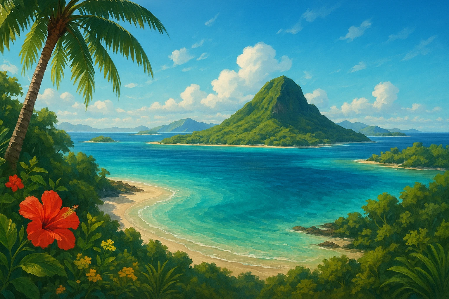 Ilustrasi tentang keindahan lanskap tropis di Kepulauan Pasifik menjadi simbol harmoni antara alam, manusia, dan kesehatan—sebuah cerminan nyata dari konsep Healthy Islands yang diperkenalkan dalam kuliah tamu internasional FKM Unhas. Dalam semangat kolaborasi global, pembelajaran ini mengajarkan bahwa menjaga bumi dan manusia adalah dua sisi dari satu komitmen: menciptakan kehidupan yang sehat dan berkelanjutan di setiap pulau dunia.